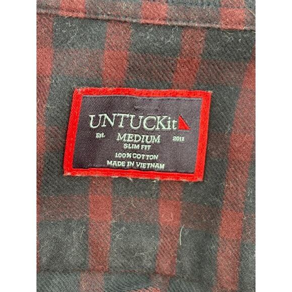 UNTUCKit Red and Blue 100% Cotton Long Sleeve Button Up Shirt - Medium - Picture 5 of 7